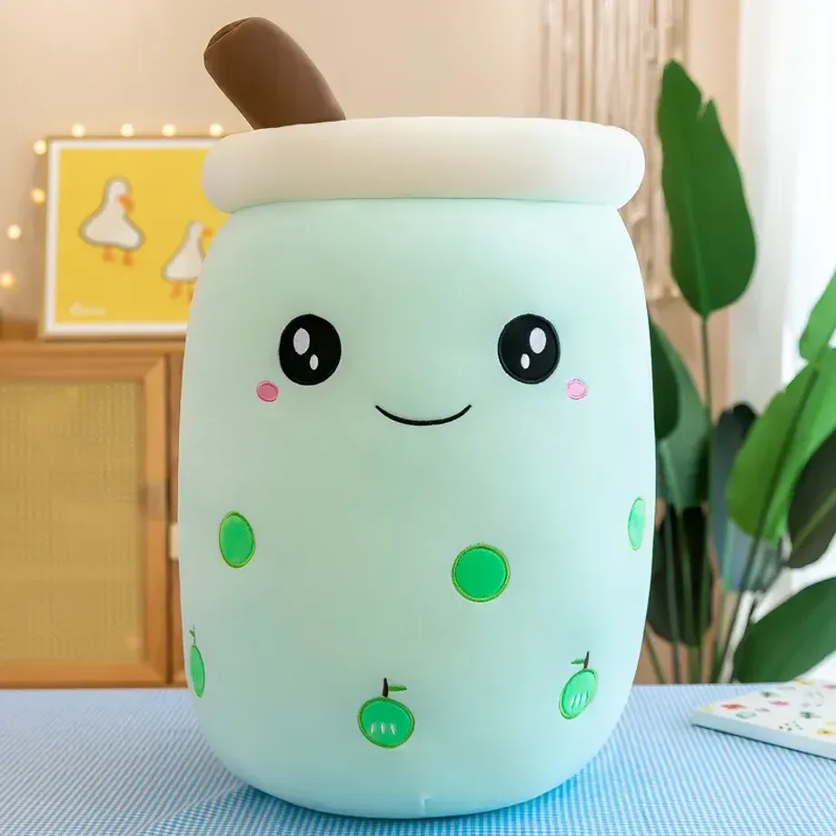 Plyšový polštářek Bubble Tea s tapiokovými perlami