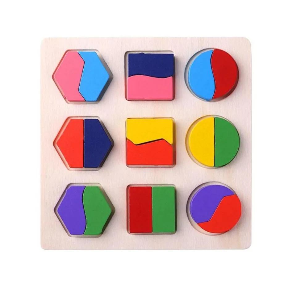 Dřevěné dětské Montessori puzzle - geometrické tvary