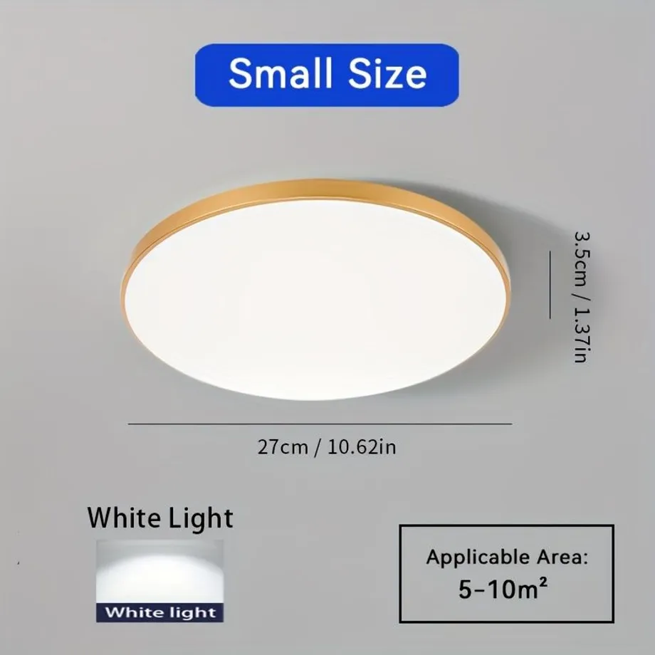 Moderní LED stropní svítidlo, ultra tenké, kulaté, zlaté a bílé provedení, vhodné do obývacího pokoje, ložnice, kuchyně, skříně, koupelny, toalety, garáže, parkoviště a na nádvoří