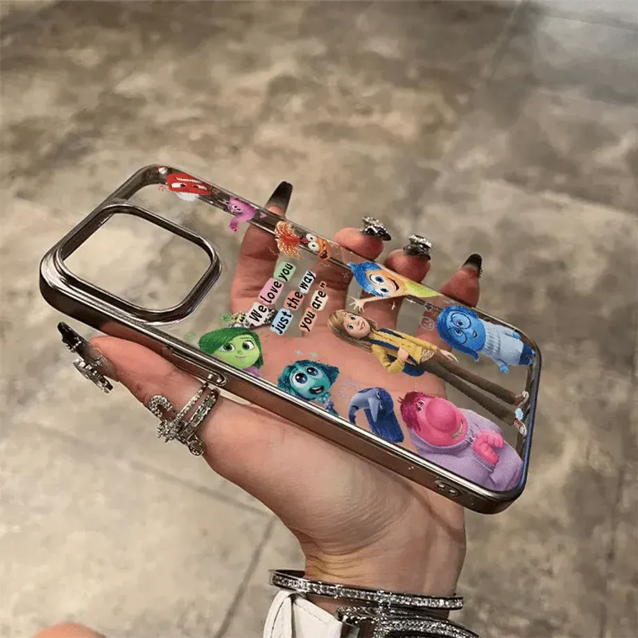 Transparentní krtyt na telefony iPhone s roztomilými motivy postav z pohádky V hlavě 2 - Inside Out