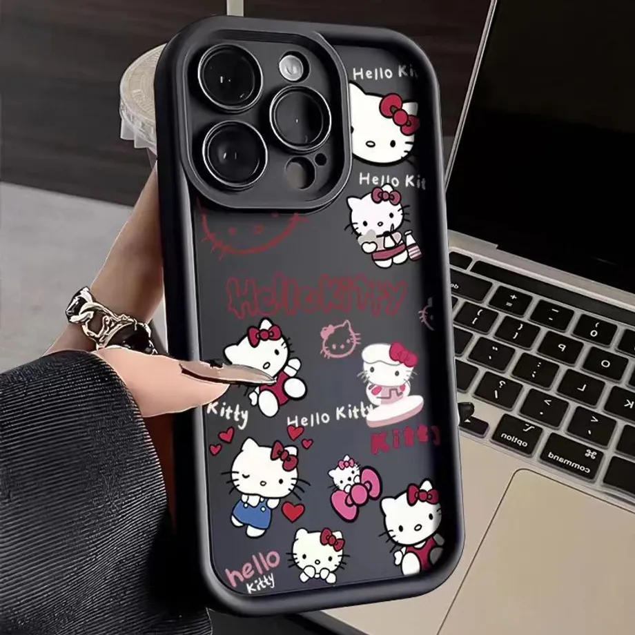 Ochranné pouzdro na telefon s Hello Kitty v designu Y2K - roztomilé pouzdro ze silikonu