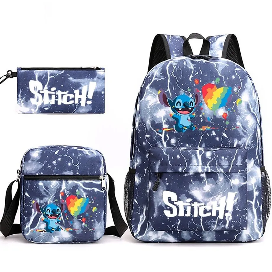 Set školních potřeb Stitch - Batoh a penál + taška přes rameno