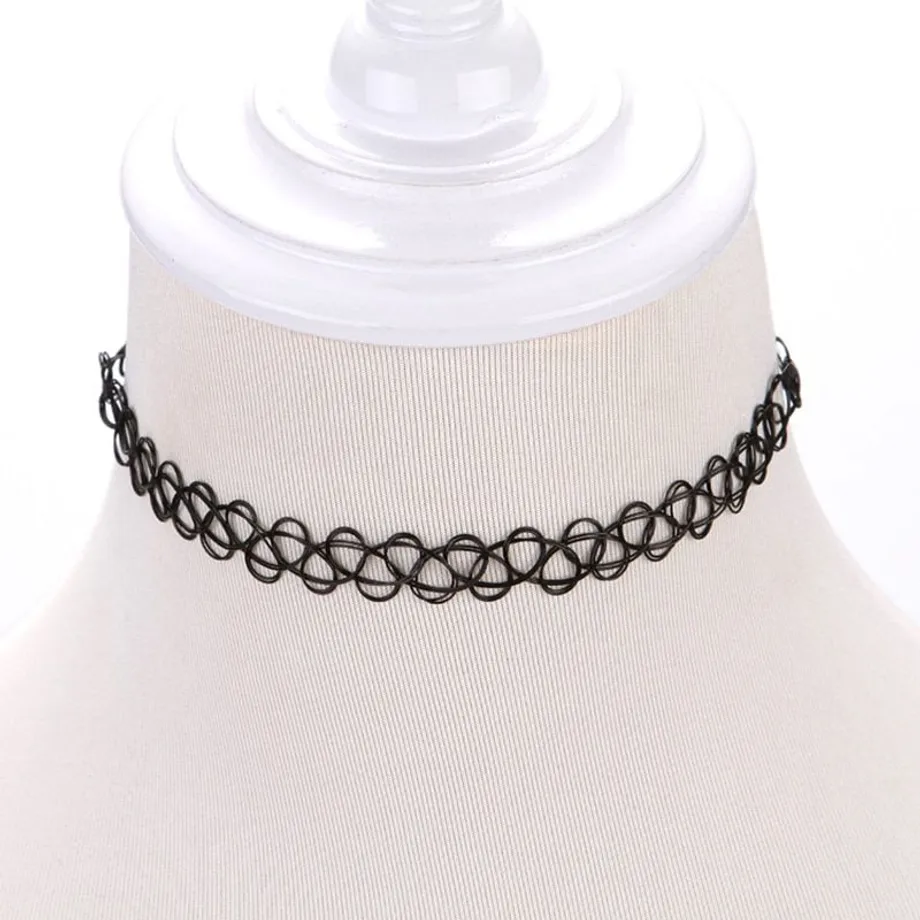 Elastické retro Choker náhrdelníky pro dívky - 12 ks