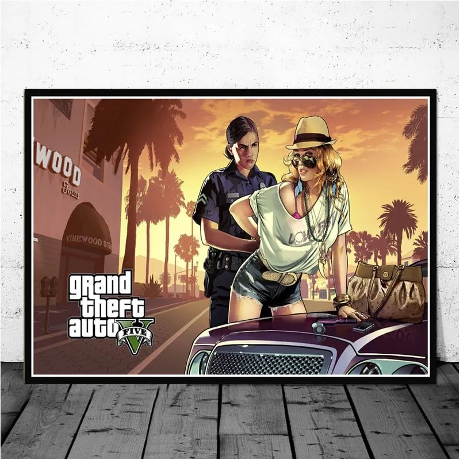 Nástěnný plakát s motivy postav ze hry Grand Theft Auto 9 21cmX30cmA4