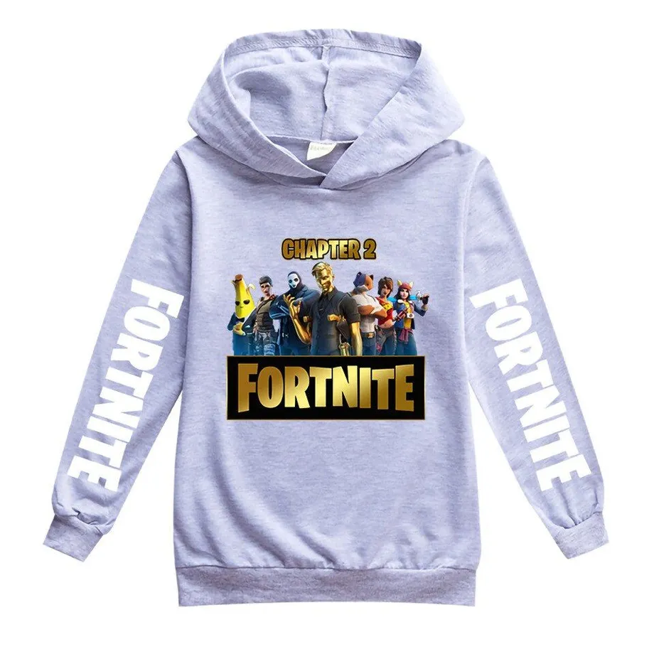 Dětská mikina s kapucí a potiskem na rukávech a hrudníku Fortnite