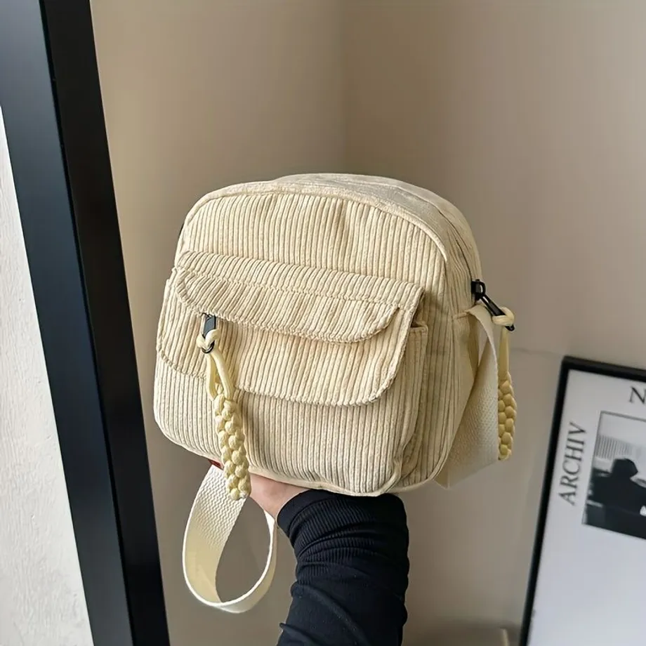 Cestovní peněženka z tkaniny s nastavitelným popruhem, zipsem, snadným čištěním, podšívkou z kordového polyesteru, crossbody styl