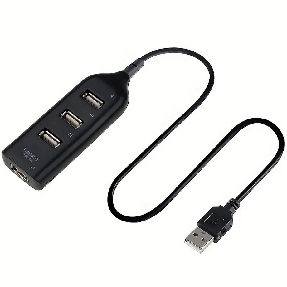 Kompaktní rozbočovač USB 4 porty USB 2.0 s kabelem Mini USB pro snadné připojení víceopu