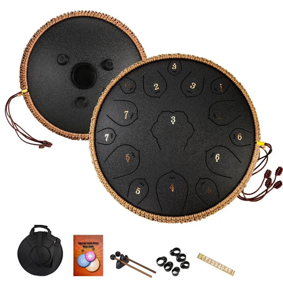 13 Steel Tongue Drum F Key Hanplate Perkusní Nástroj - Ideální Pro Hudební Výchovu, Koncerty, Duchovní Léčení, Jógu A Meditaci