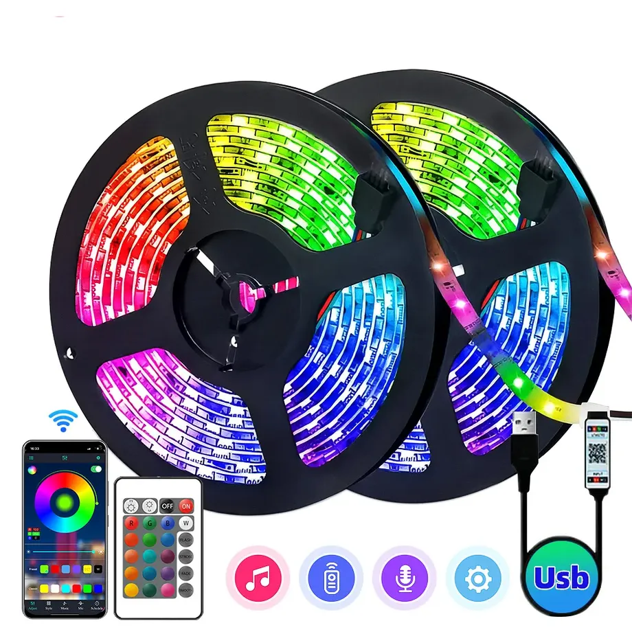 Kouzelné LED pásky s hudbou - 5050 RGB, barvy dle nálady, pro domov, zahradu i párty