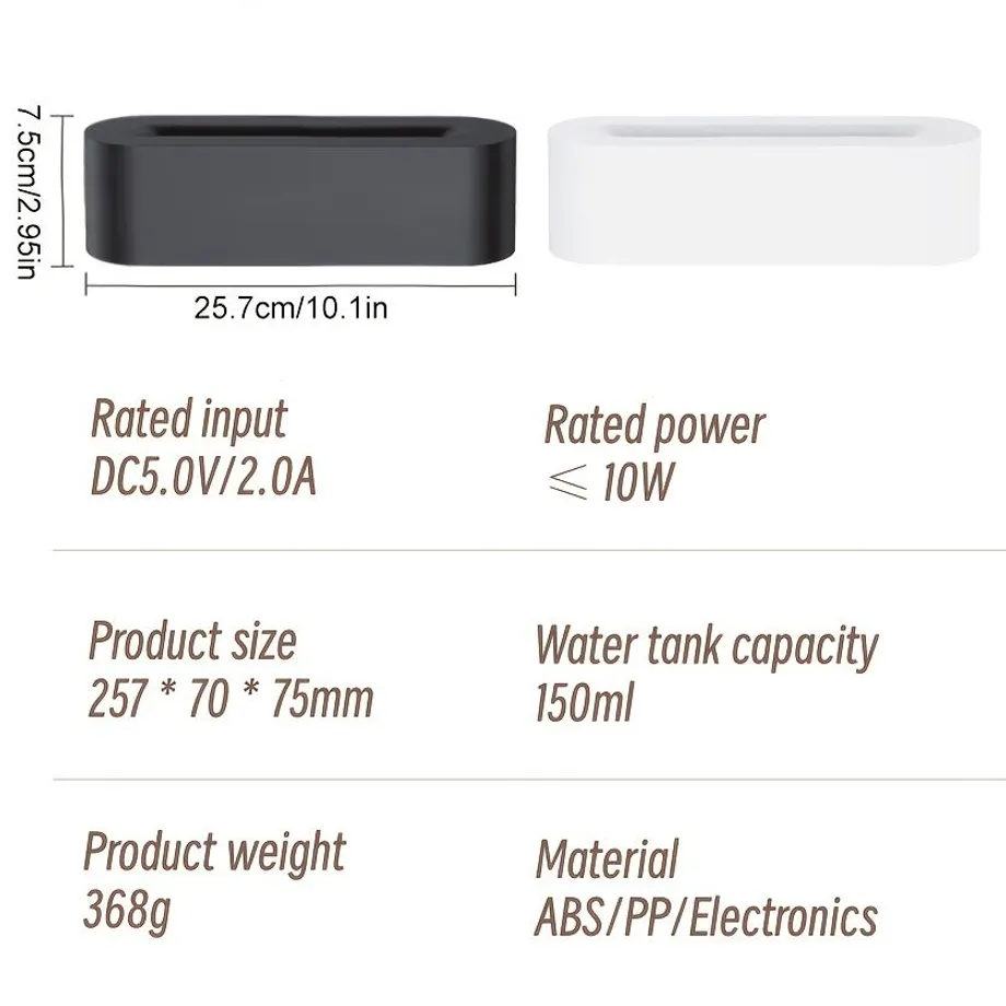 Zvlhčovač vzduchu s aroma difuzérem a 7 barevným LED osvětlením v imitaci plamene - USB napájení