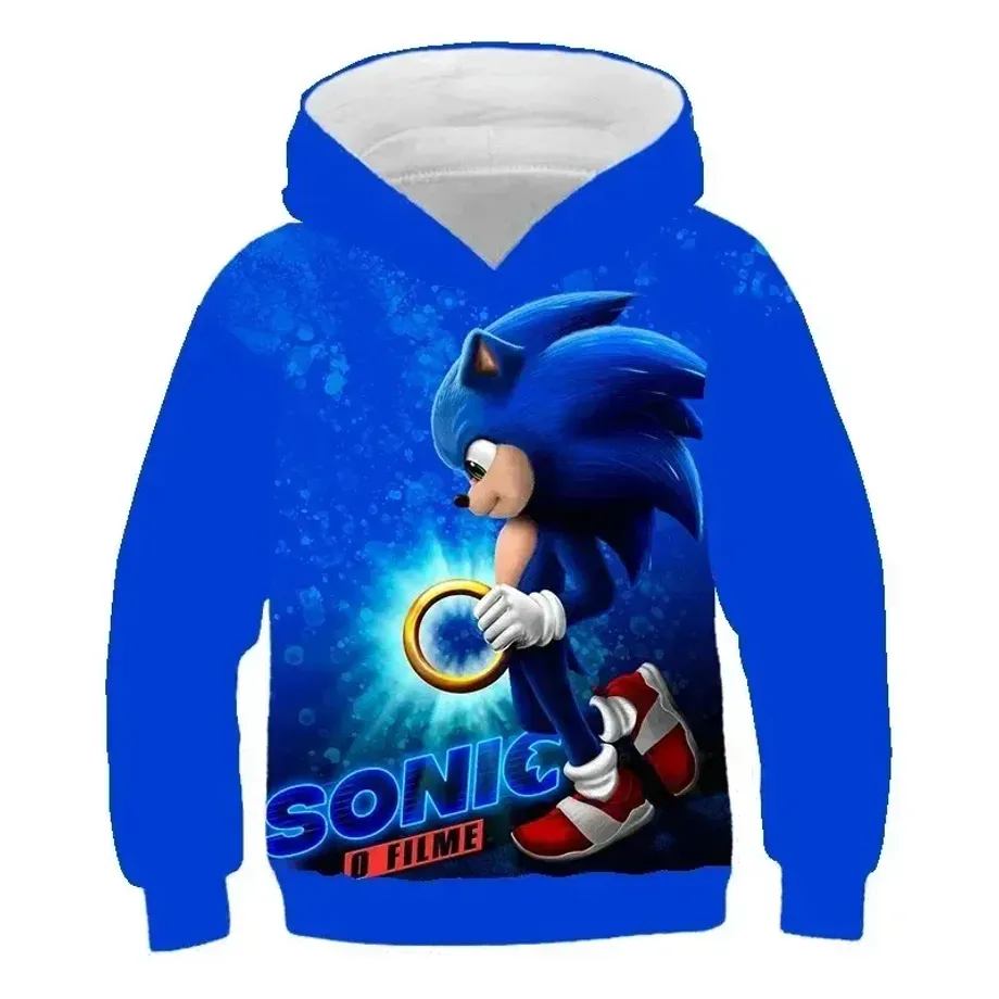 Dětská unisex mikina s kapucí a motivy 3D potisku ježka Sonic