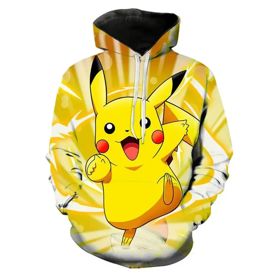 Stylová unisex mikina s klokánkou a potiskem Pokémon Pikachu