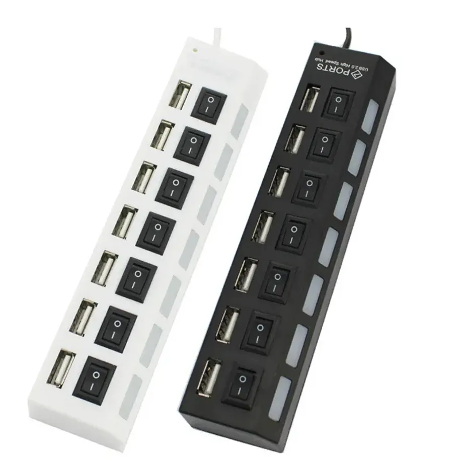 USB Hub 2.0 multiport s vysokou rychlostí a nezávislými vypínači