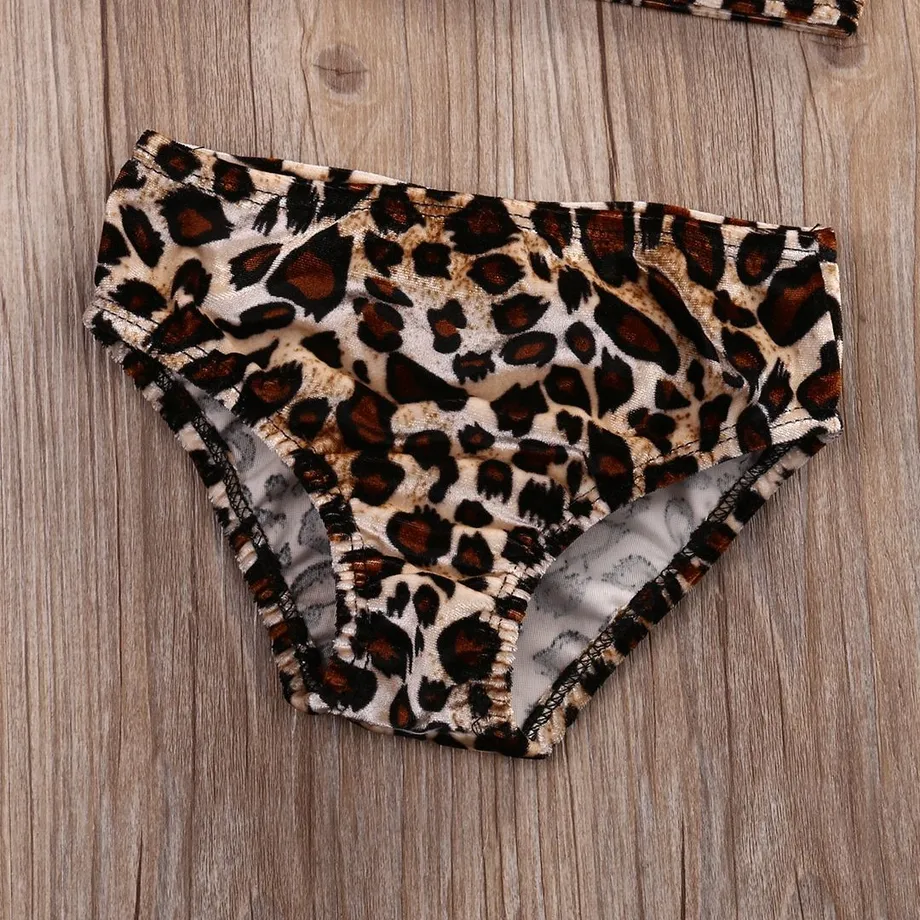 Dívčí trendy leopardí bikiny s čelenkou