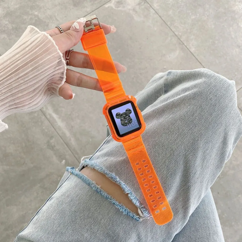 Ochranný transparentní řemínek s pouzdrem pro Apple Watch hodinky