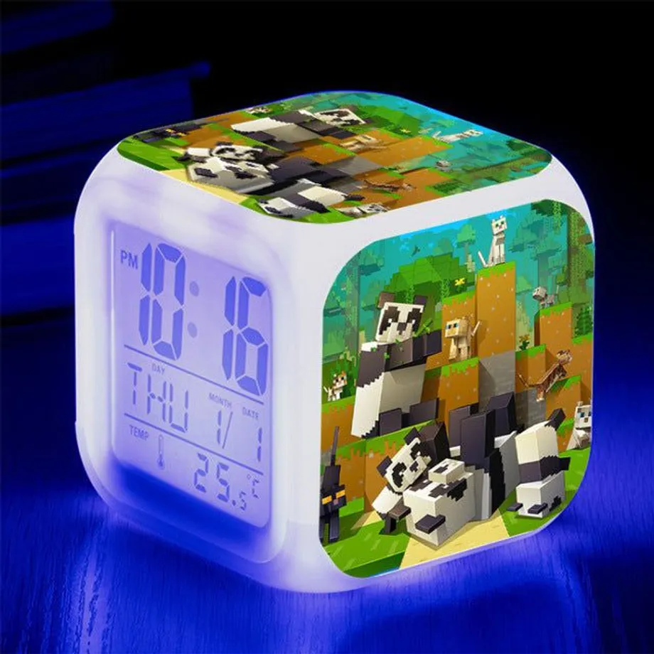 Budík Minecraft s digitálními hodinami s LED displejem