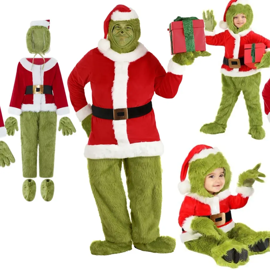 Trendy unisex cosplay kostým v provedení Grinch