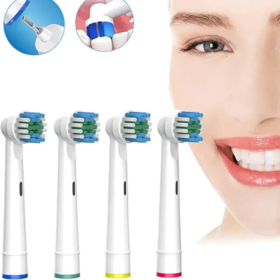 4 Náhradní hlavice zubního kartáčku s měkkými štětinami Dupont pro kartáčky Oral B