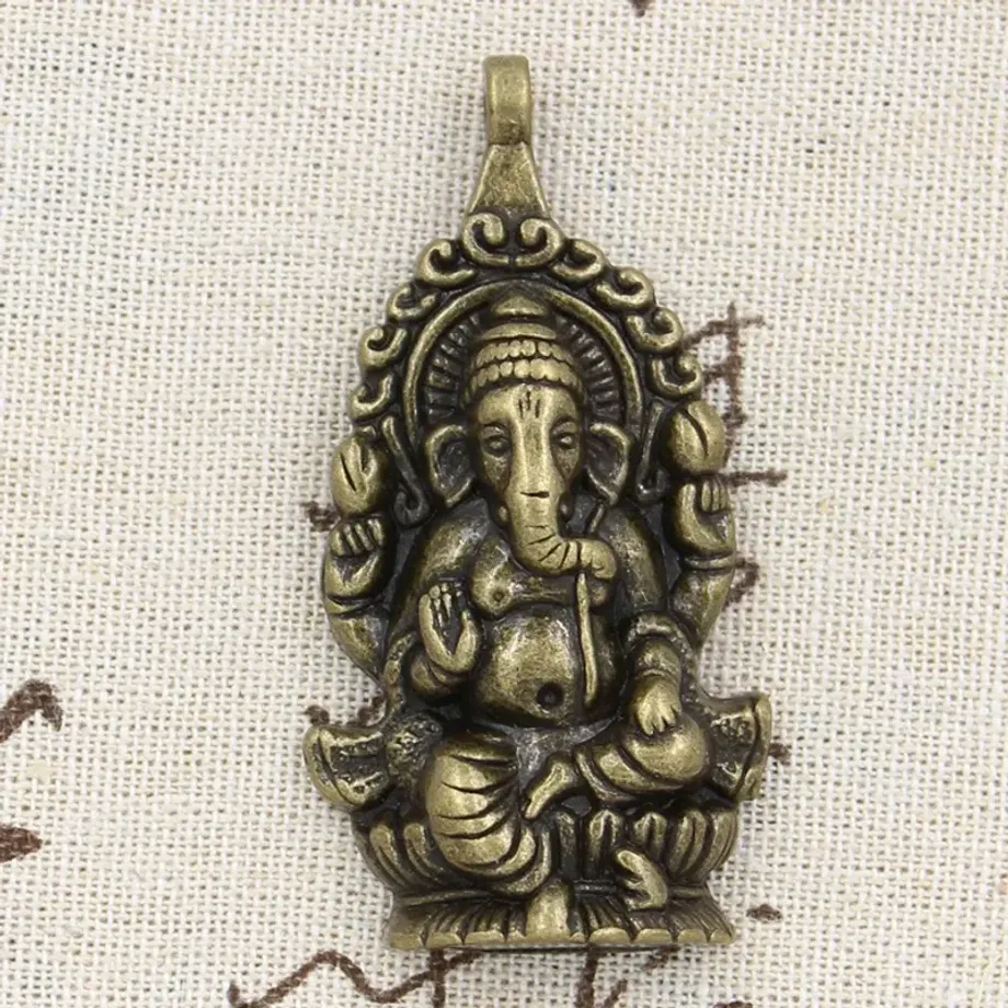 Přívěsky na šperky s motivy Ganesha, Buddhy a slona v provedení antické bronzové a stříbrné barvě (62x32mm)