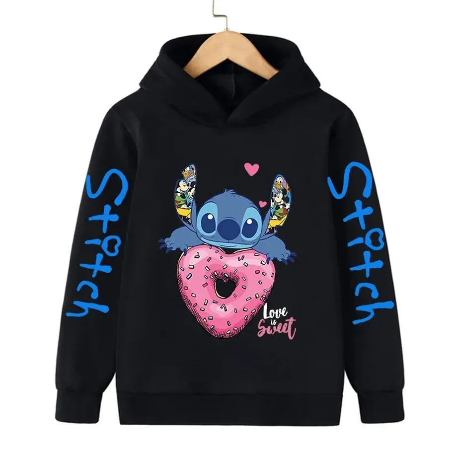 Dětská mikina s kapucí a roztomilým potiskem Stitch