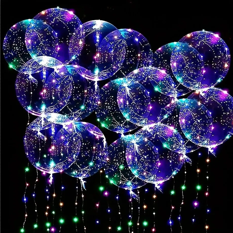 10 Ks Balonů Bobo S LED Svítivými Transparentními Balony Pro Dětský Den, Vánoce, Svatby, Valentinky, Halloween, Párty, Narozeniny, Den Díkůvzdání, Světlé Párty Pro Dekorace Interiérů A Exteriérů, Dekorace Scény Výročí Párty