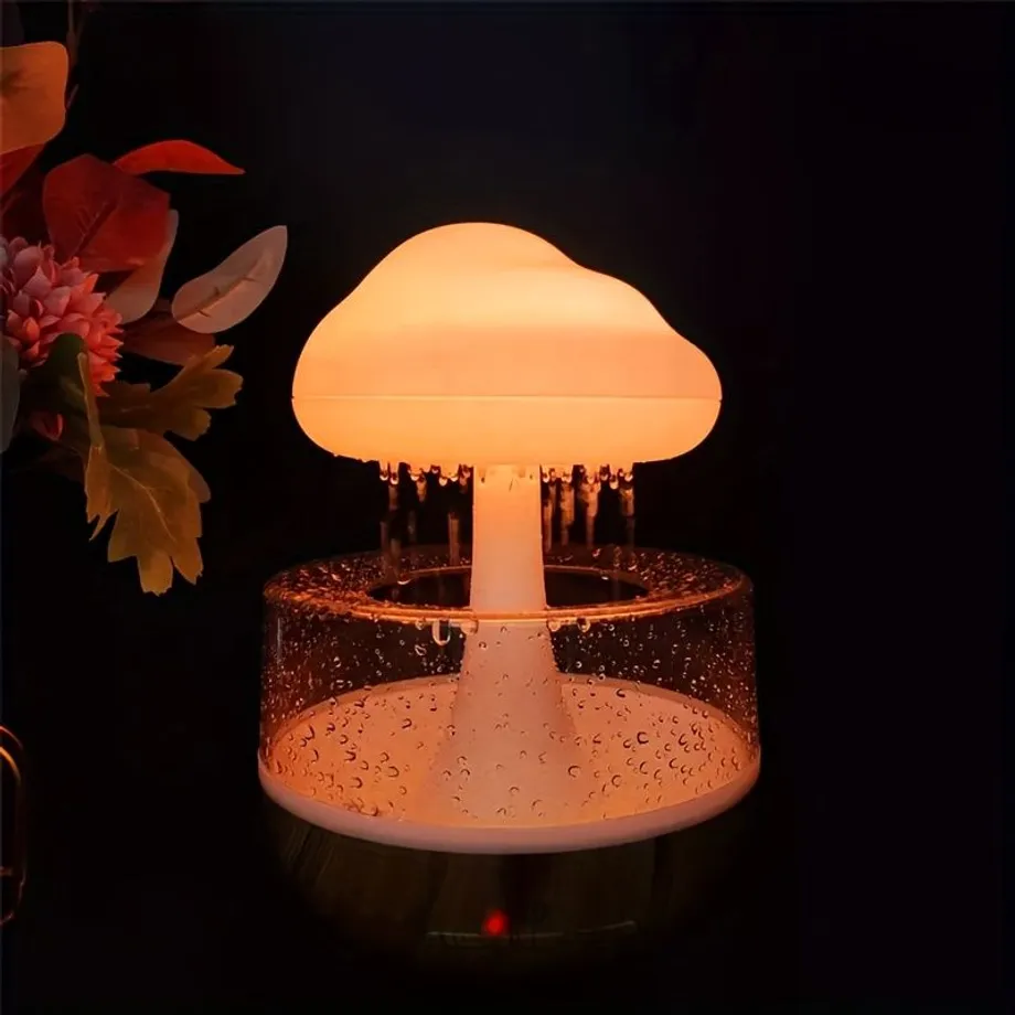 1ks Barevný Rain Cloud Zvlhčovač Houba Lampa Spánek Atmosféra, Stroj Na Aromaterapii Raindrop Cloud Raindrop Mushroom 7Colors Light