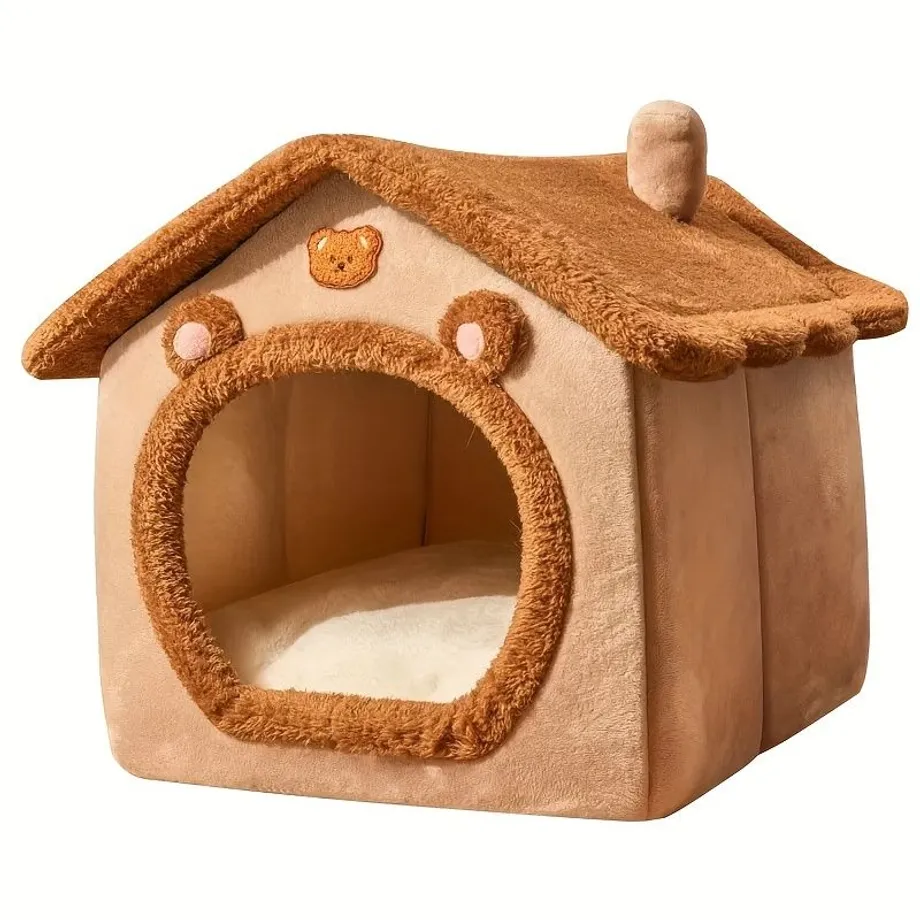 1pc Pet Bed House For Dogs, Removable And Washable Dog Kennel House, Winter Warm Dog Bed Soft And Comfortable Puppy Cave Nest