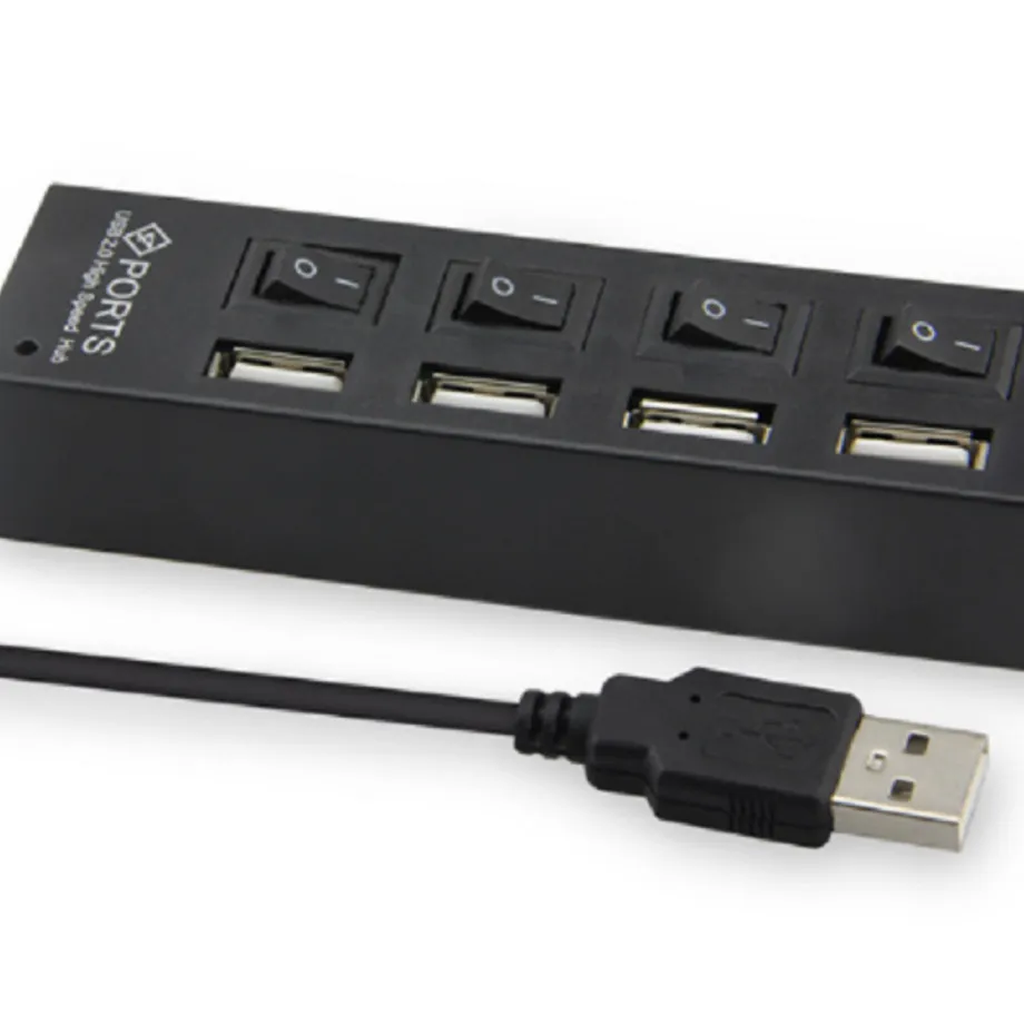 USB 4portový HUB s přepínačem - 2 barvy