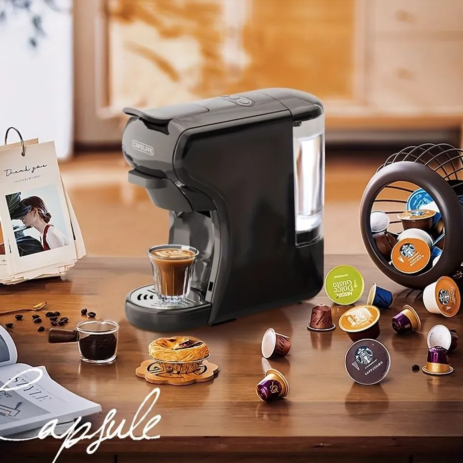 1ks Kapslový kávovar 19barový Espressovač na kapsle Nespresso, Dolce Gusto a mletou kávu