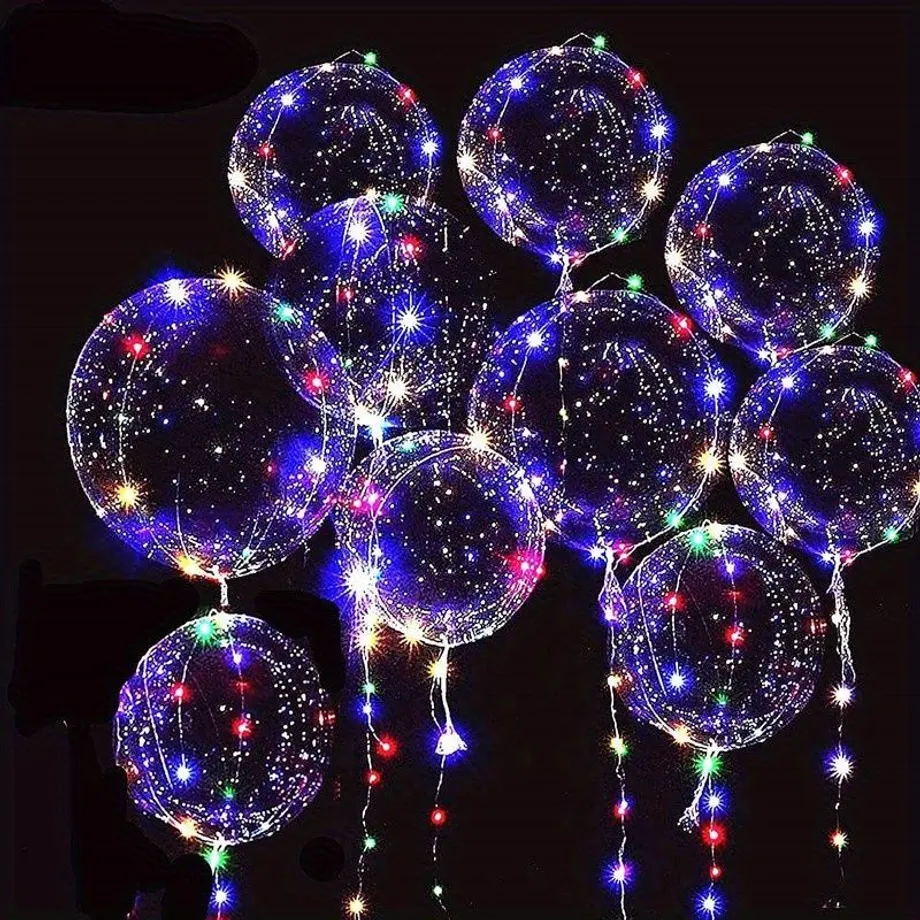 10 Ks Balonů Bobo S LED Svítivými Transparentními Balony Pro Dětský Den, Vánoce, Svatby, Valentinky, Halloween, Párty, Narozeniny, Den Díkůvzdání, Světlé Párty Pro Dekorace Interiérů A Exteriérů, Dekorace Scény Výročí Párty