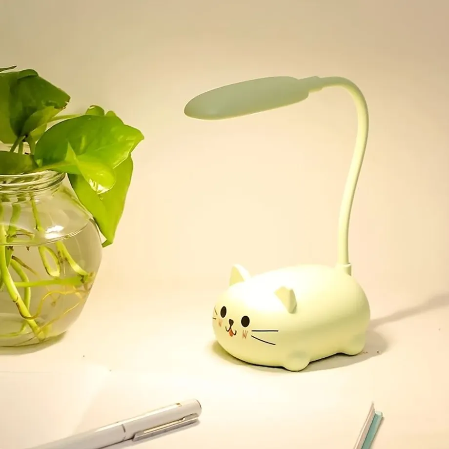 1ks nastavitelná stolní lampa, noční světlo Cartoon Cute Cat, dobíjecí LED stolní světlo USB, teplá bílá stolní lampa na ochranu očí