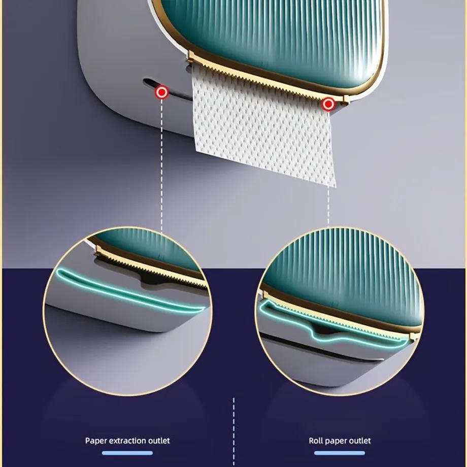 Nástěnný držák na toaletní papír s úložným prostorem - Moderní a praktický doplněk do koupelny