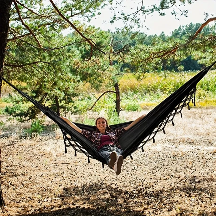 1ks (200*150cm) houpací síť s třásněmi pro jednu/dvou osobu s popruhy, cestovní vybavení pro venkovní kempování, vhodné pro venkovní kempování Terasa Balkon