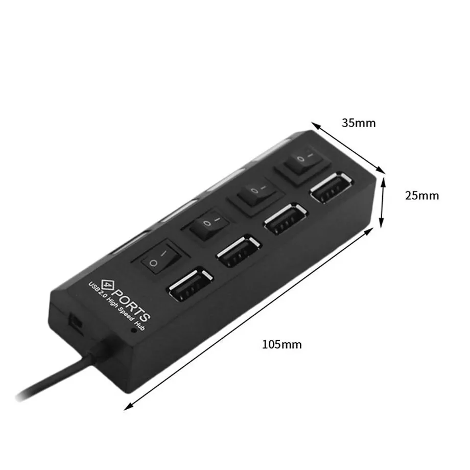 USB 4portový HUB s přepínačem - 2 barvy