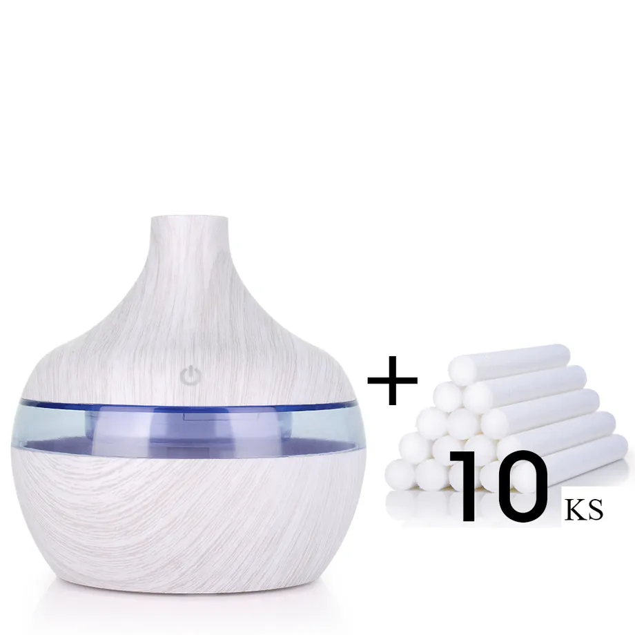 300ml USB zvlhčovač vzduchu elektrický aroma difuzér mlha dřevěný olej aromaterapie mini mají 7 led světla pro domácí kancelář v autě