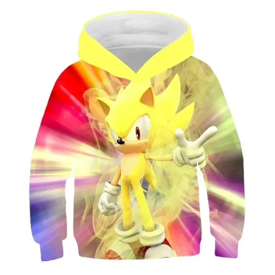 Dětská unisex mikina s kapucí a motivy 3D potisku ježka Sonic