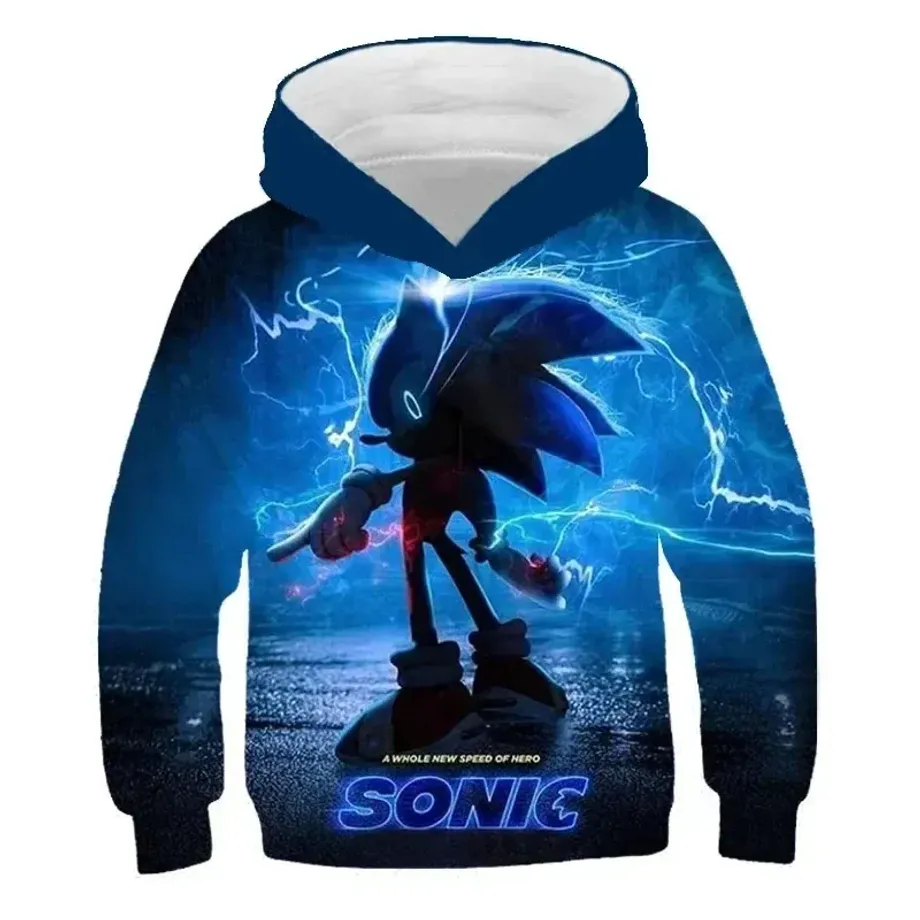 Dětská unisex mikina s kapucí a motivy 3D potisku ježka Sonic