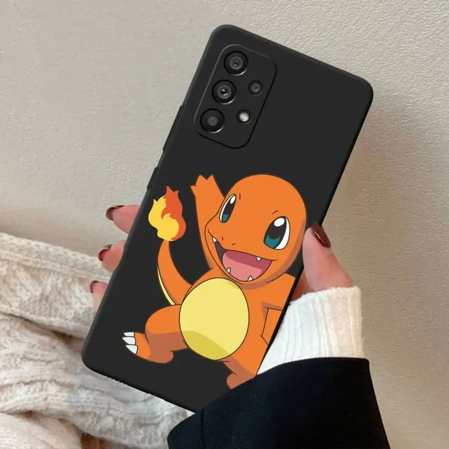 Trendy silikonový černý kryt s motivy oblíbených Pokémon pro telefony Samsung