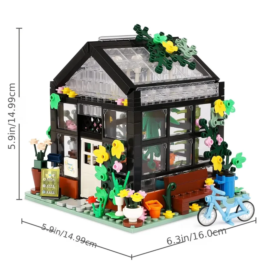 Stavebnice Flower House Kompatibilní s Legem, Flower Friends House vytváří eleganci a hřejivé prostředí, Pěkný dárek s krásnou dárkovou krabičkou pro dívky 6-12 a Building Blocks Lover (579 ks)