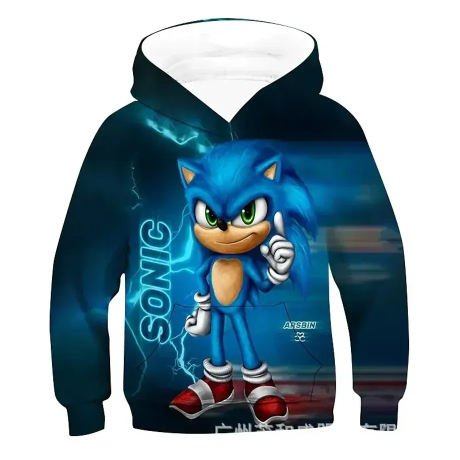 Dětská mikina s kapucí a 3D motivem Sonic