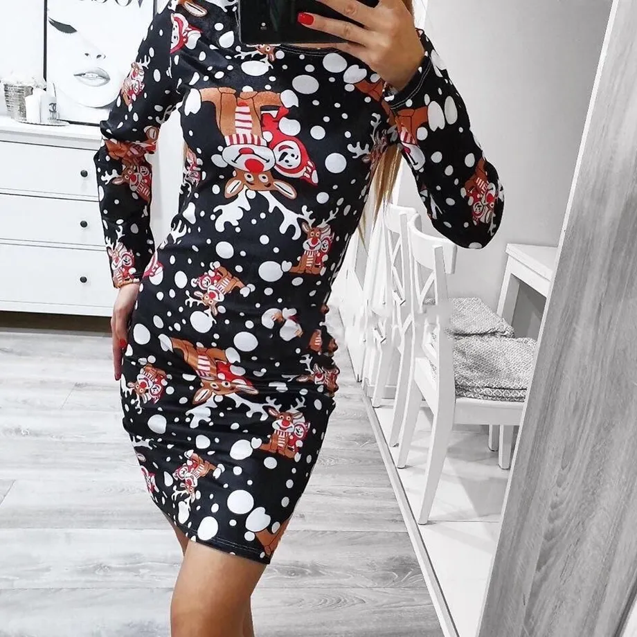 Dámské vánoční šaty bodycon sky-blue l