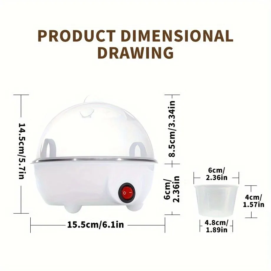 1ks Multifunkční Vařič na Vejce a Pařič, s Automatickým Vypnutím a Ochranou proti Výpadku Proudu