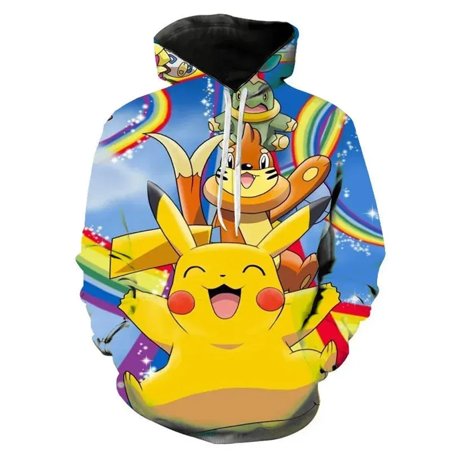 Stylová unisex mikina s klokánkou a potiskem Pokémon Pikachu