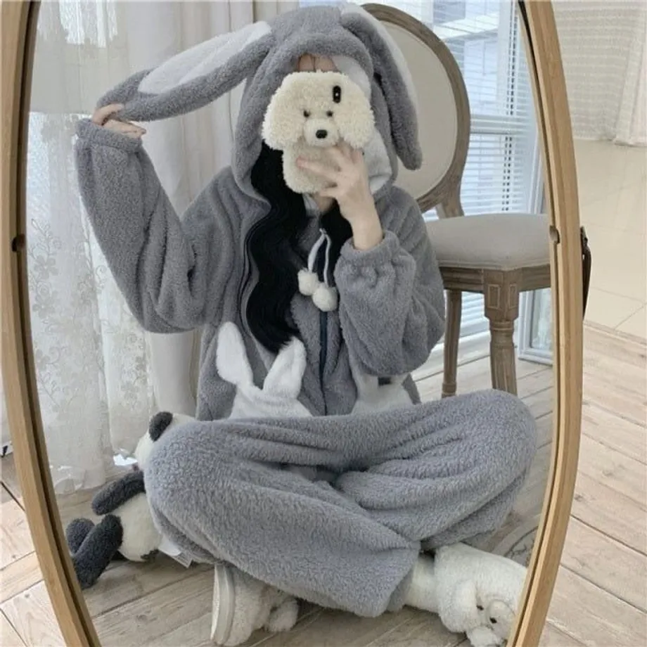 Dámský pohodlný kigurumi overal králíka