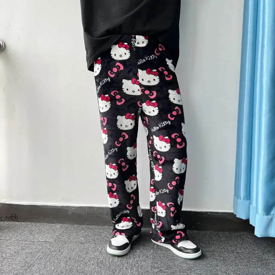 Dámské pyžamové kalhoty Hello Kitty z flanelu