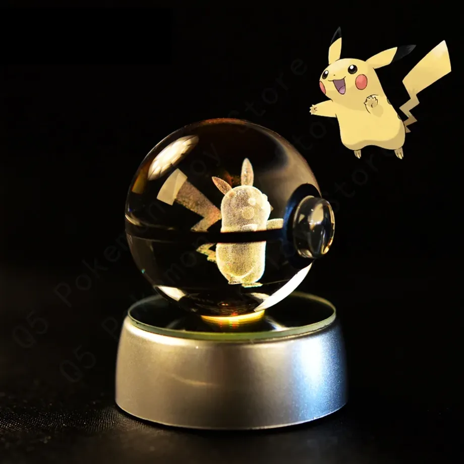 Roztomilá 3D stolní lampa ve tvaru Pokébalu s motivem Pokemonů