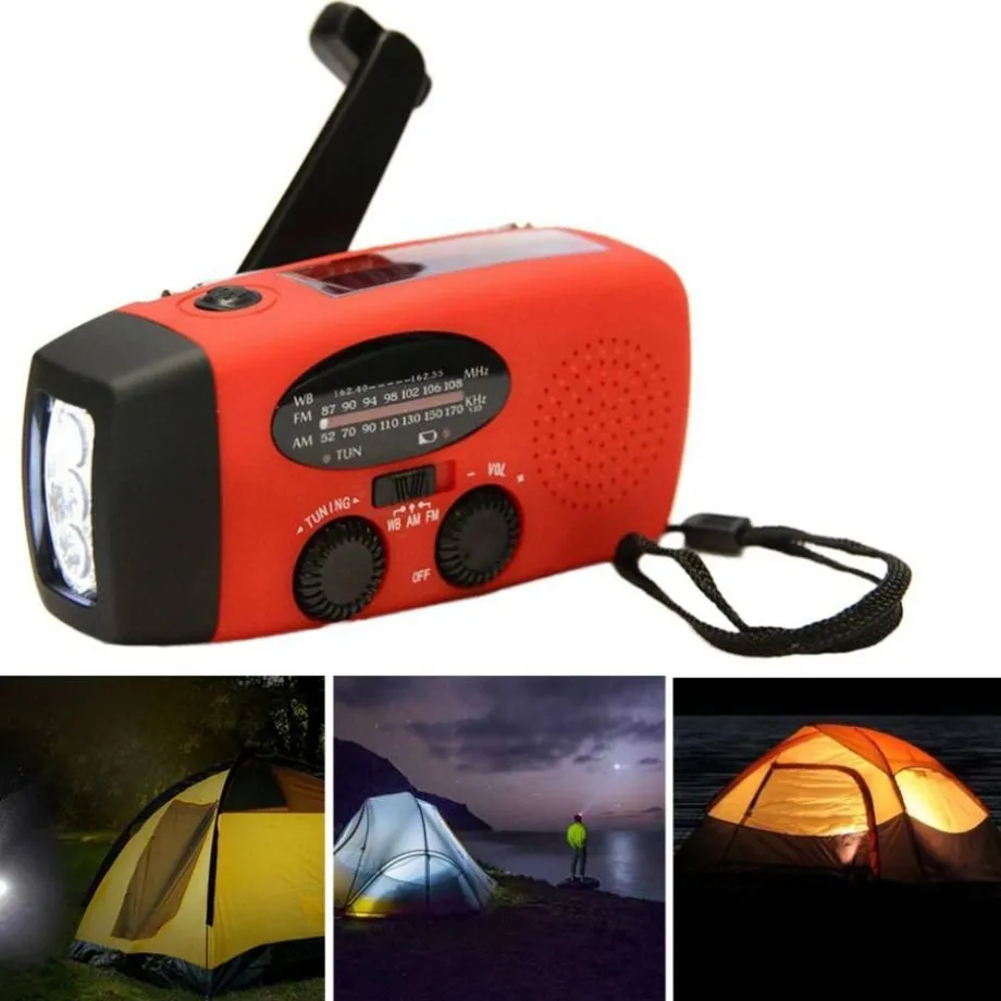 Solární přenosné nouzové rádio 2000mah Powerflashlight