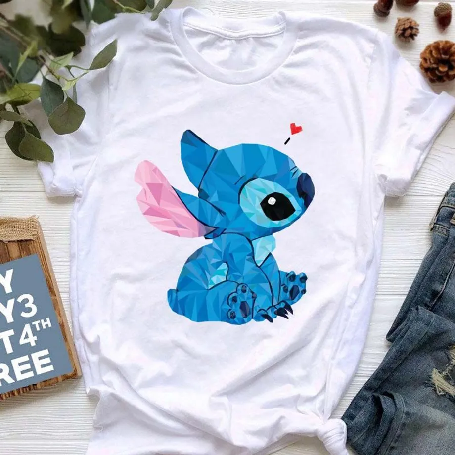 Dámské tričko s krátkým rukávem a roztomilým potiskem Stitch