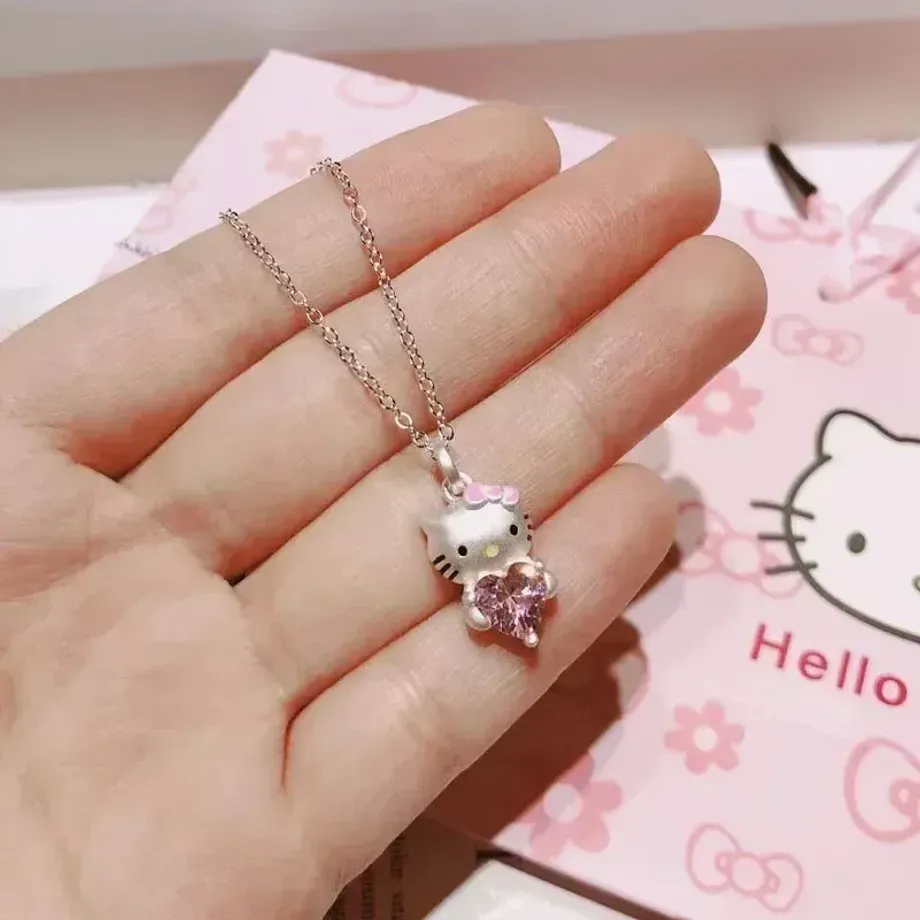 Dámský nebo dívčí náhrdelník se zirkony s přívěskem Hello Kitty