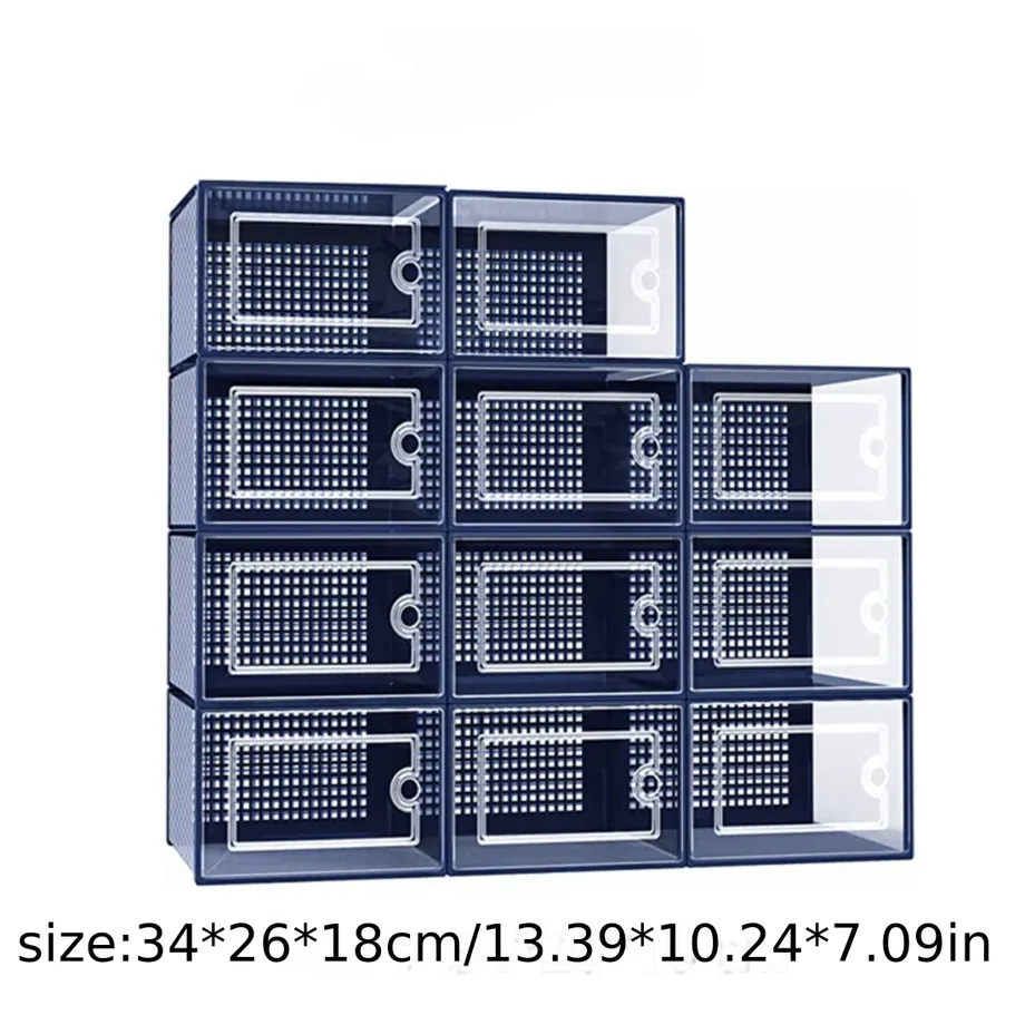 12 ks Průhledné úložné boxy na boty, Sestavitelné velké boxy na tenisky a plátěné boty, Ideální jako dárek